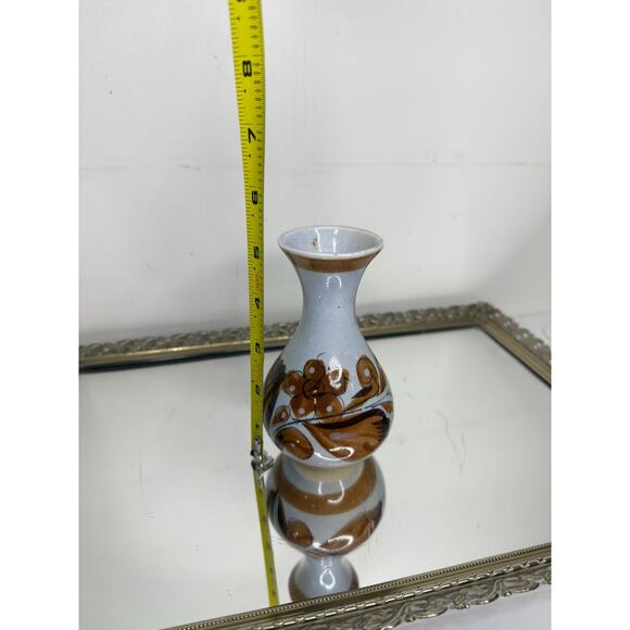 Vintage Tonala Bud Vase Mexico Folk Art Pottery Flowers White Brown - Picture 4 of 10